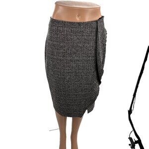 The Limited Womens Size 4 Skirt Gray Textured Draped Front Career Work Office